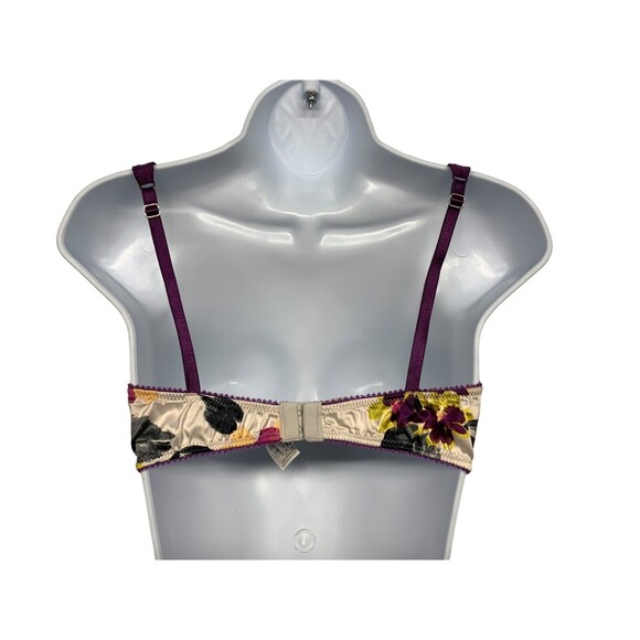 Elle MacPherson size 34D Purple/Yellow/Ivory Floral Underwire Balconette Bra - Picture 6 of 7
